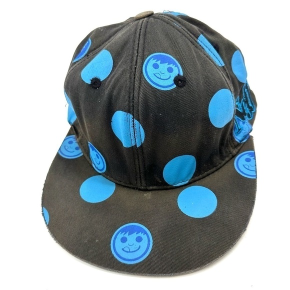 Neff Skateboarding Snapback Hat SPOT Black Blue Screenprint Stitched Side Logo - Picture 3 of 8